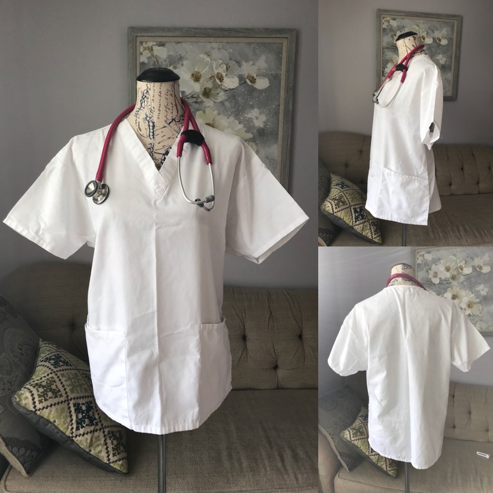 🛍 Bundle Only - simple white scrub top